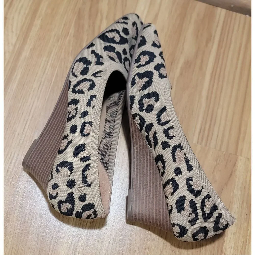 VIVIAN Margot Wedge Square Toe Pumps 8